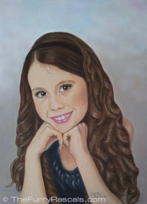 Portrait Painting of Kayleigh, young girl in soft pastels - The Furry Rascals, Cyprus